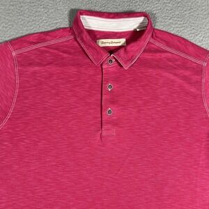 Tommy Bahama Shirt Mens XL Pink Golf Polo Knit Casual Preppy Modal Blend Logo